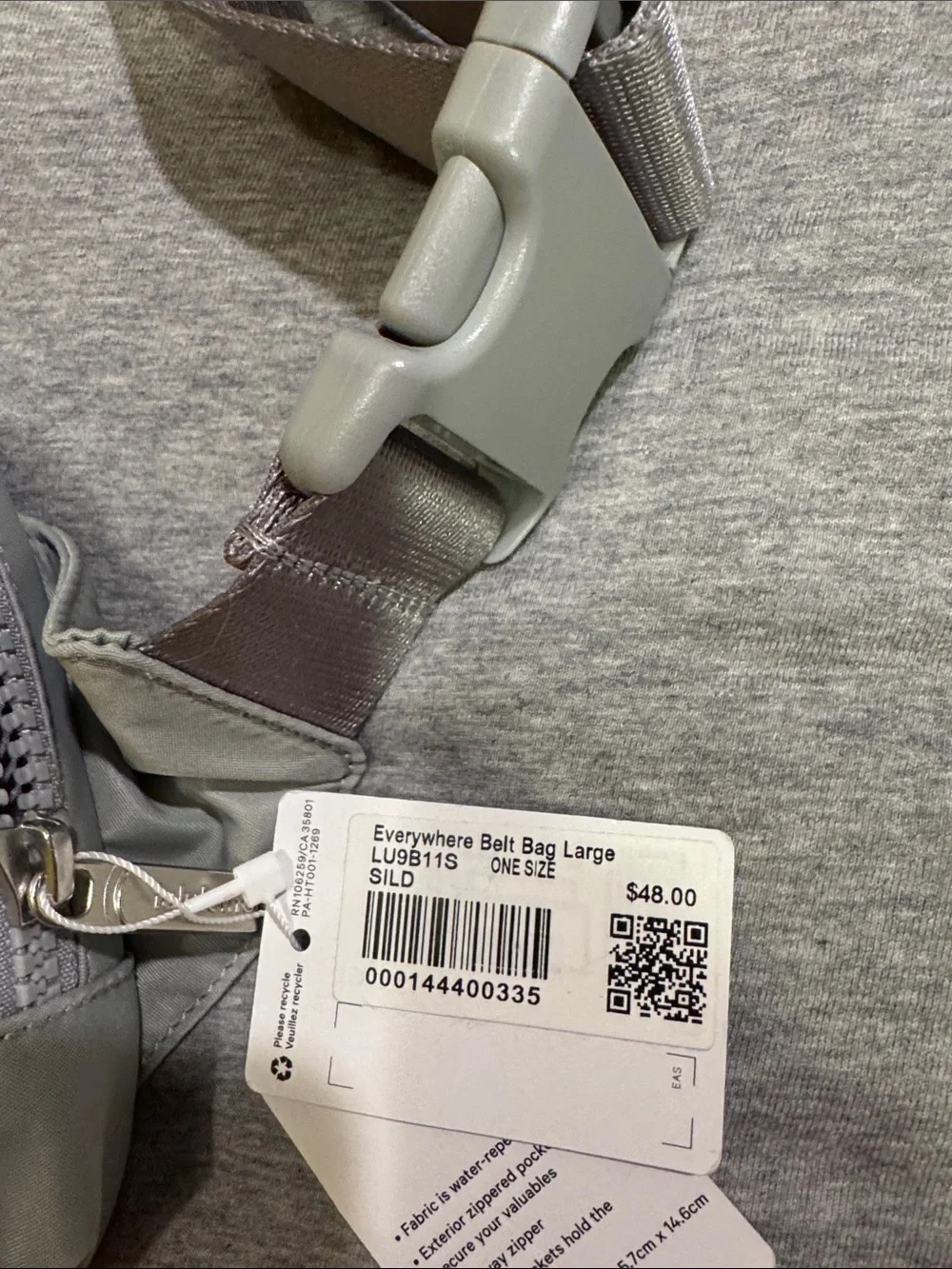 lululemon athletica Light Gray Everywhere Belt Bag Large New With Tags